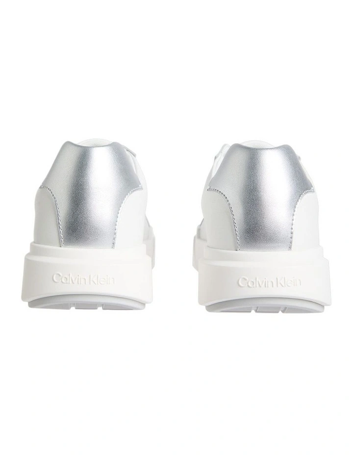 Chunky Cupsole Leather Trainers in Bright White/Silver image 2