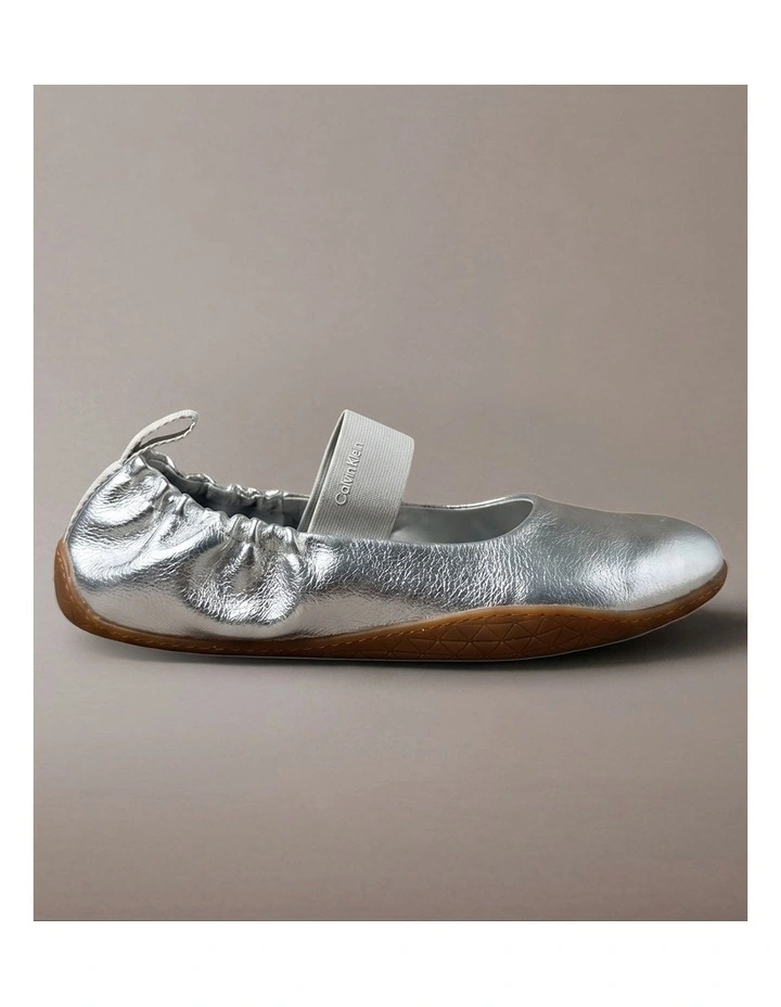 Metallic Leather Hybrid Ballet Trainers in Silver/Gum image 1