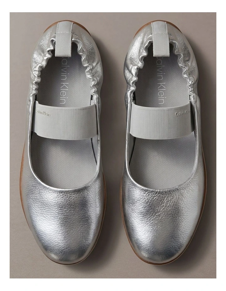 Metallic Leather Hybrid Ballet Trainers in Silver/Gum image 5