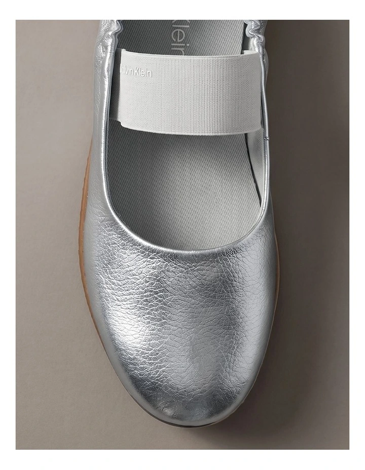 Metallic Leather Hybrid Ballet Trainers in Silver/Gum image 6