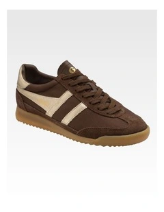 Tornado Women's Trainers in Dark Brown and Gold