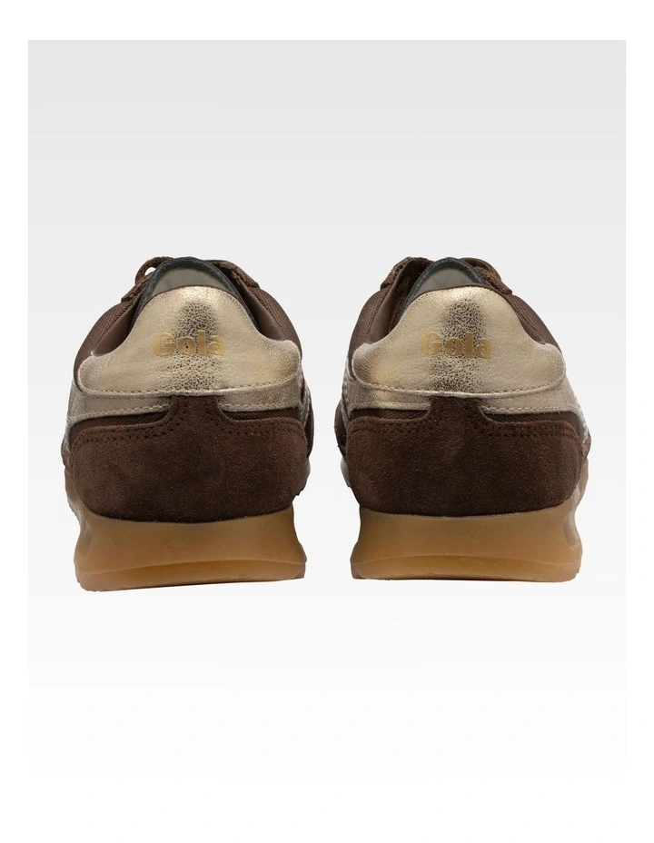 Tornado Women's Trainers in Dark Brown and Gold image 2