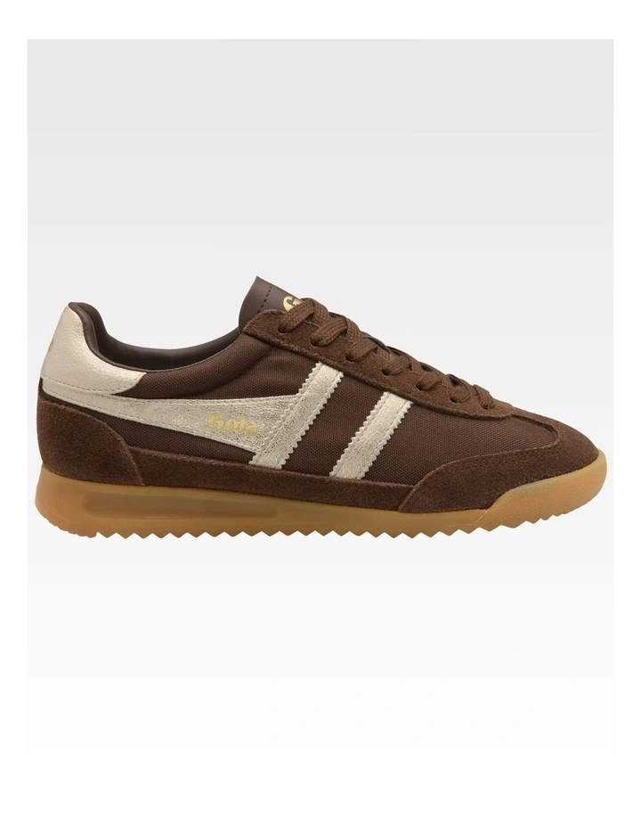Tornado Women's Trainers in Dark Brown and Gold image 4