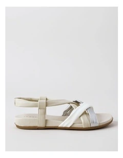 Juliana Sandal in White/Stone/Silver