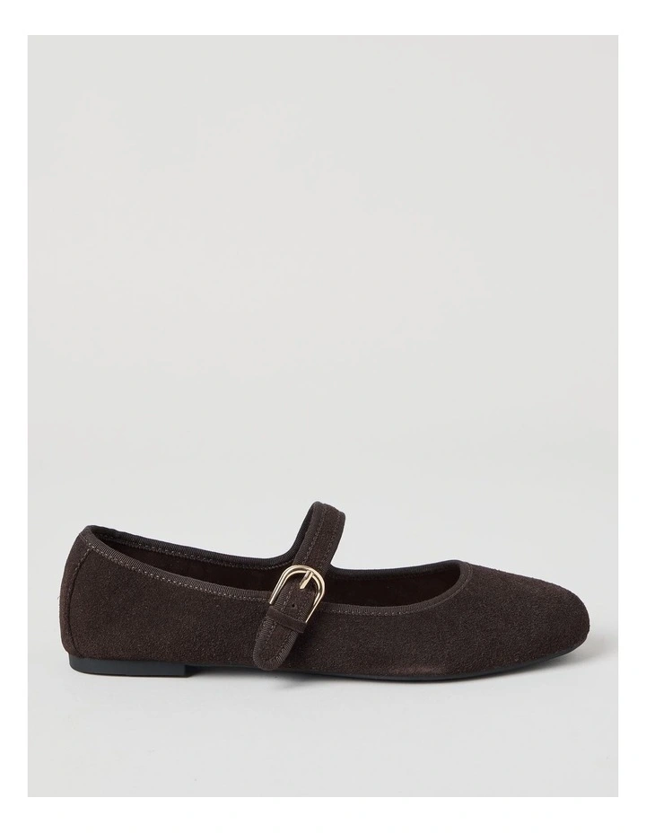 Trudy Flat Shoes in Chocolate Suede image 1