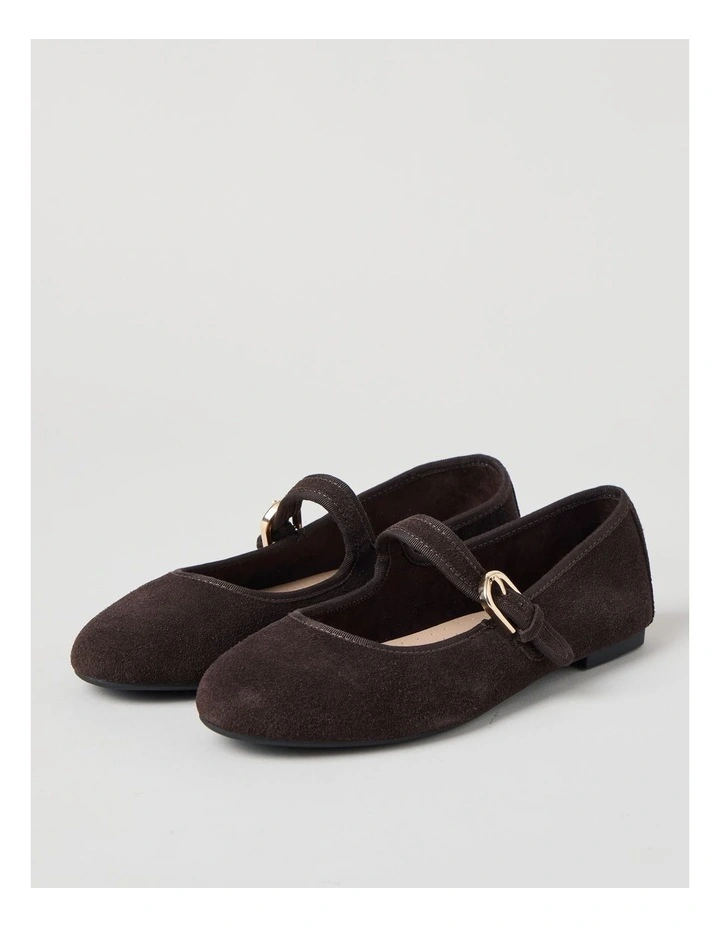 Trudy Flat Shoes in Chocolate Suede image 3