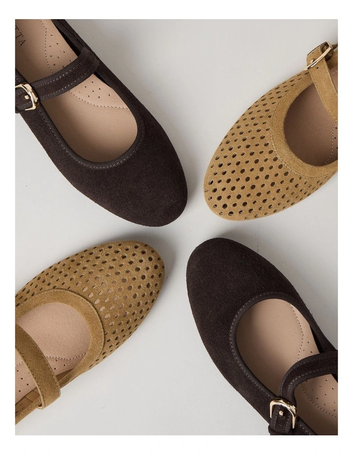 Trudy Flat Shoes in Chocolate Suede image 7