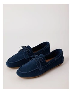 Suri Flat Shoes in Navy Suede