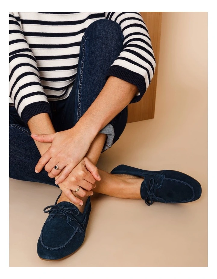 Suri Flat Shoes in Navy Suede image 2