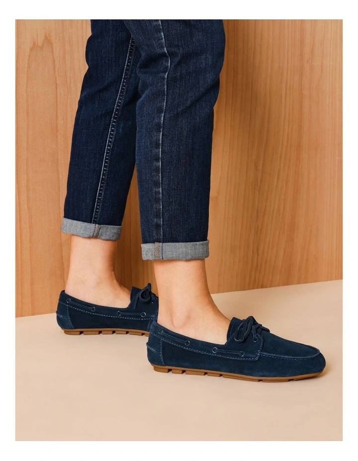 Suri Flat Shoes in Navy Suede image 4