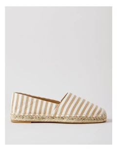 Martha Flat Shoe in Stripe Canvas