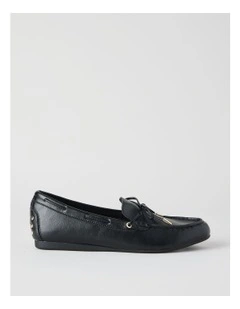 Suzie Flat Shoes in Black Leather