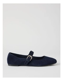 Trudy Flat Shoes in Navy Suede