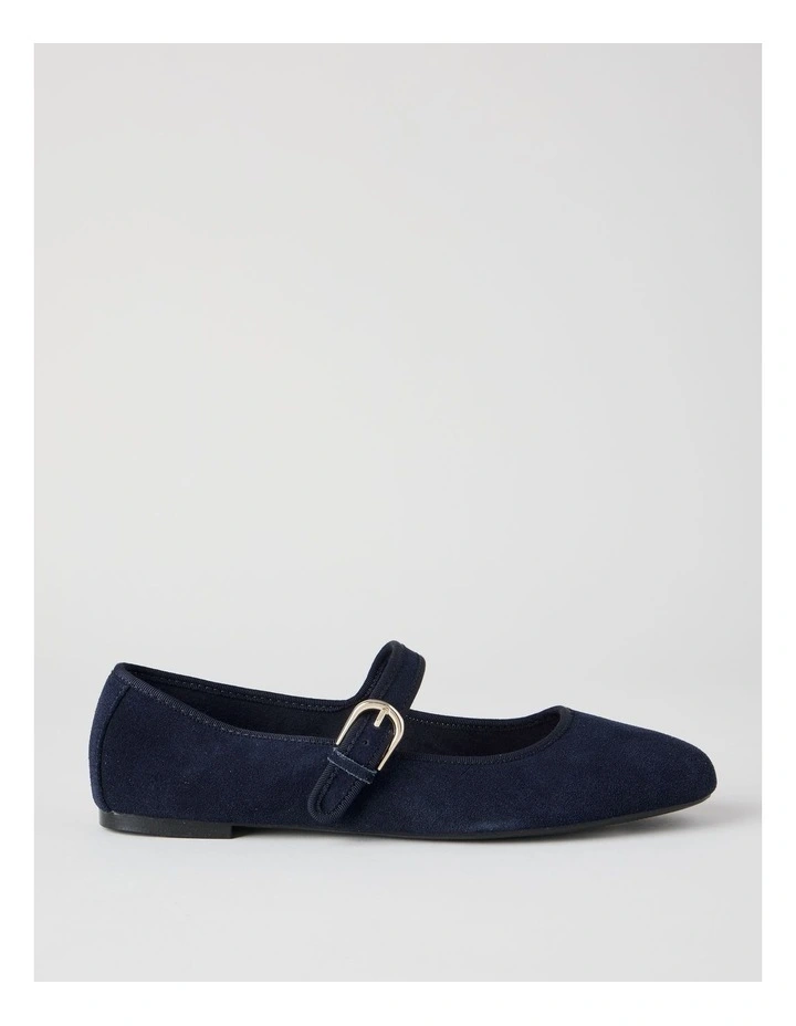 Trudy Flat Shoes in Navy Suede image 1