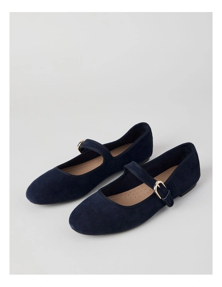 Trudy Flat Shoes in Navy Suede image 3