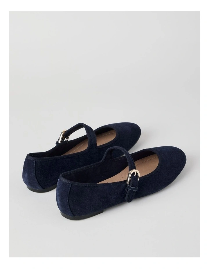 Trudy Flat Shoes in Navy Suede image 4