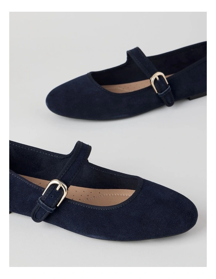 Trudy Flat Shoes in Navy Suede image 4