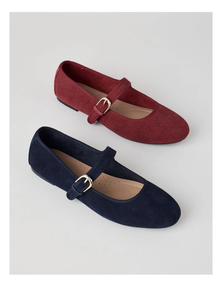Trudy Flat Shoes in Navy Suede image 6