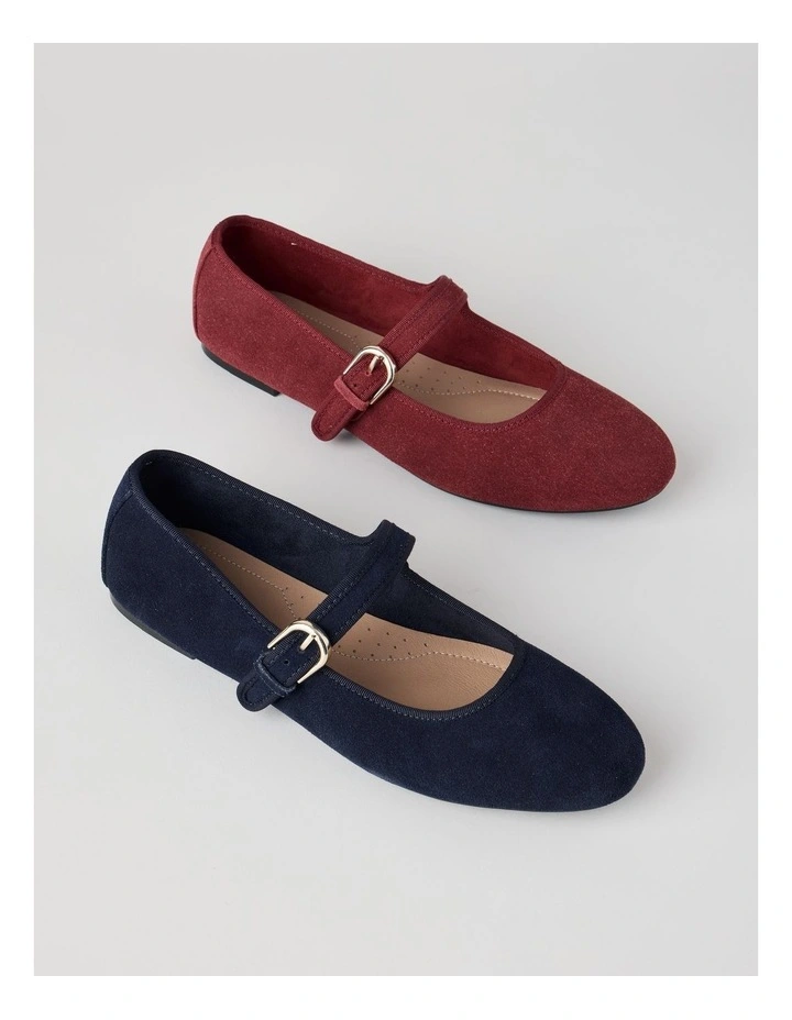 Trudy Flat Shoes in Navy Suede image 7