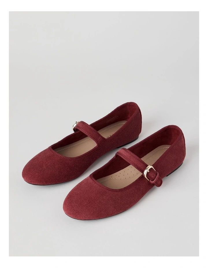 Trudy Flat Shoes in Red Suede image 3
