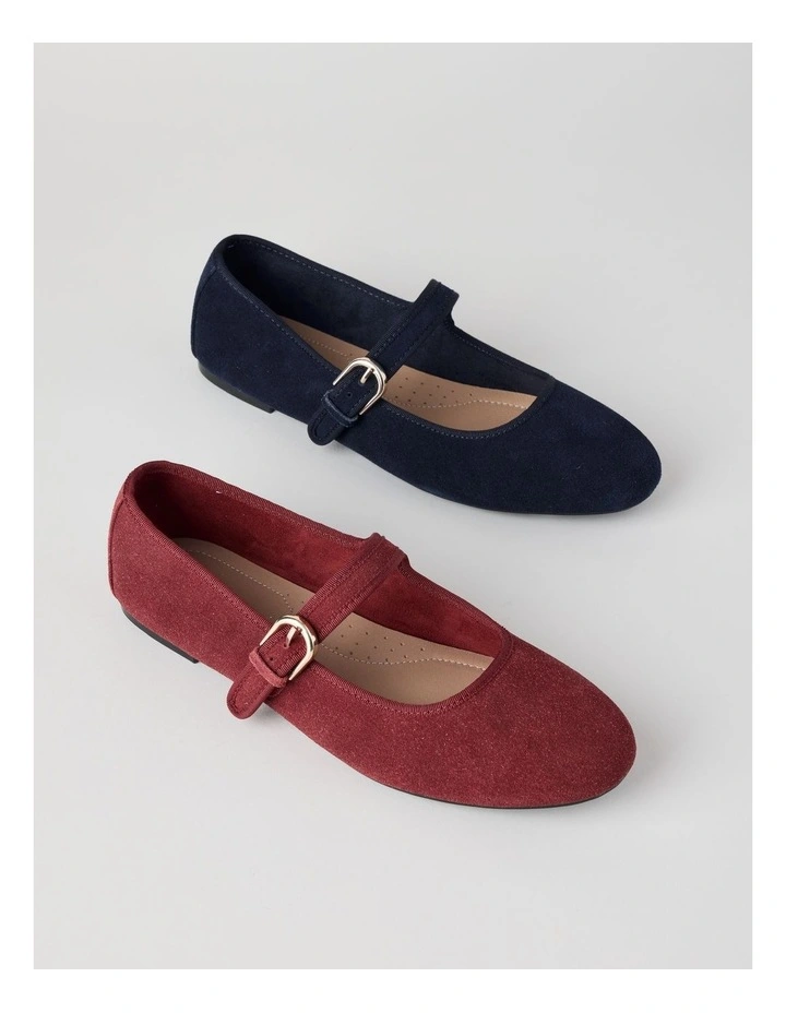 Trudy Flat Shoes in Red Suede image 7