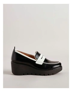 Wren Heeled Shoe in Black/Bone Leather