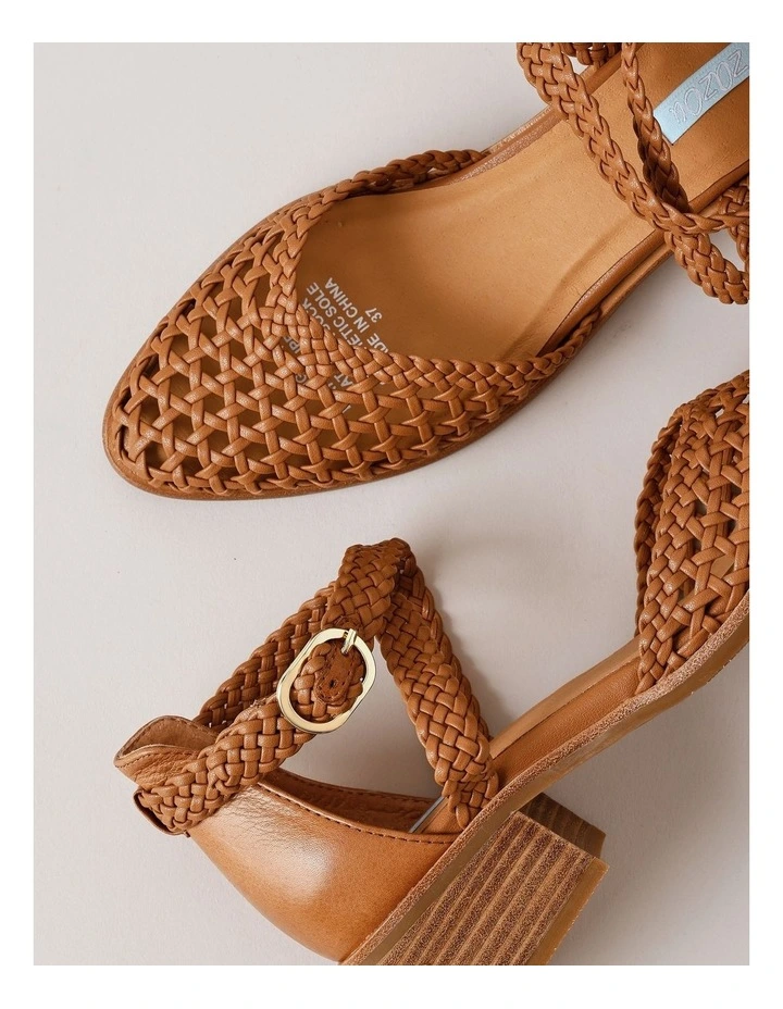 Angora Heeled Shoes in Tan image 5