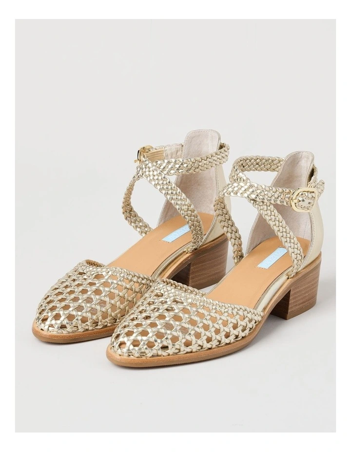 Angora Heeled Shoes in Gold image 2