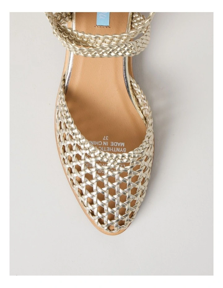 Angora Heeled Shoes in Gold image 3