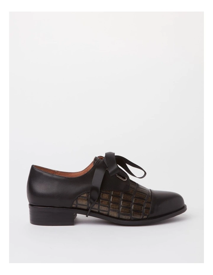 Avril Flat Shoes in Black Bronze Croc image 1