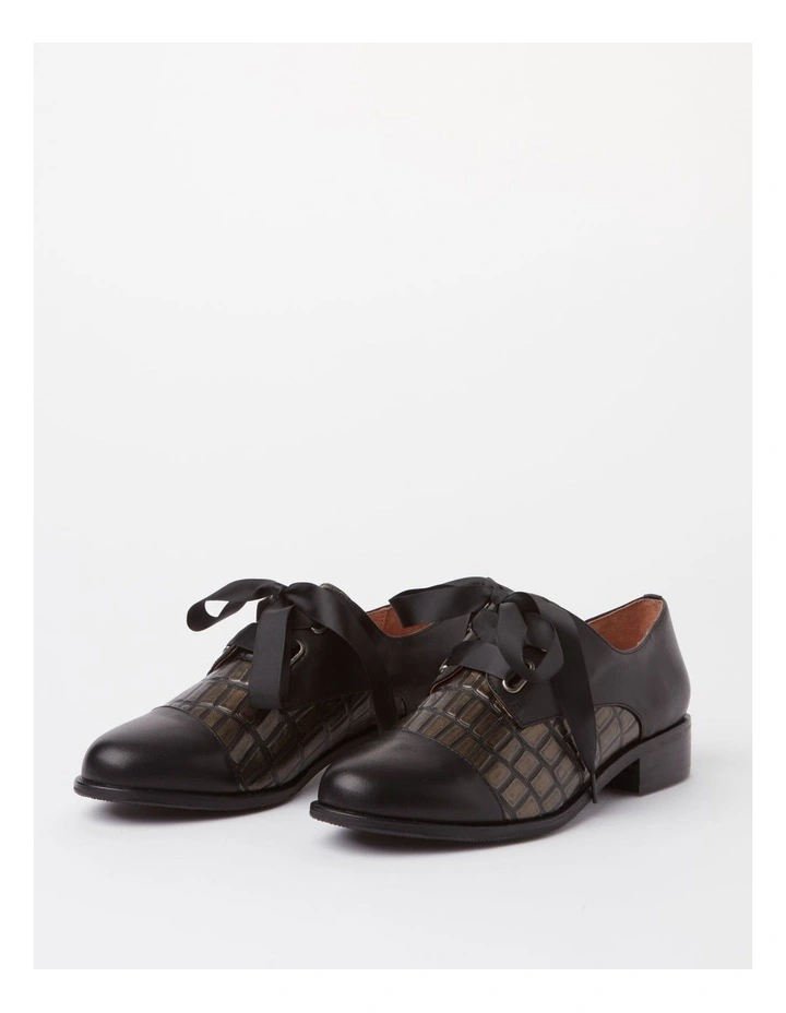 Avril Flat Shoes in Black Bronze Croc image 3
