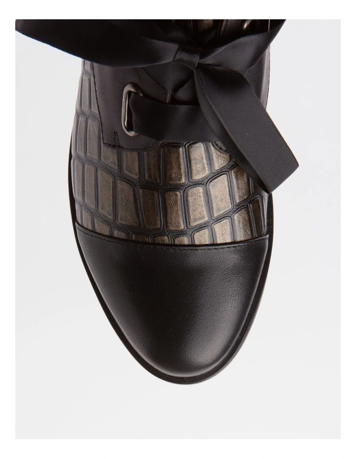 Avril Flat Shoes in Black Bronze Croc image 6