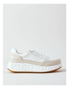 Felicity Sneaker in White/Bone Leather