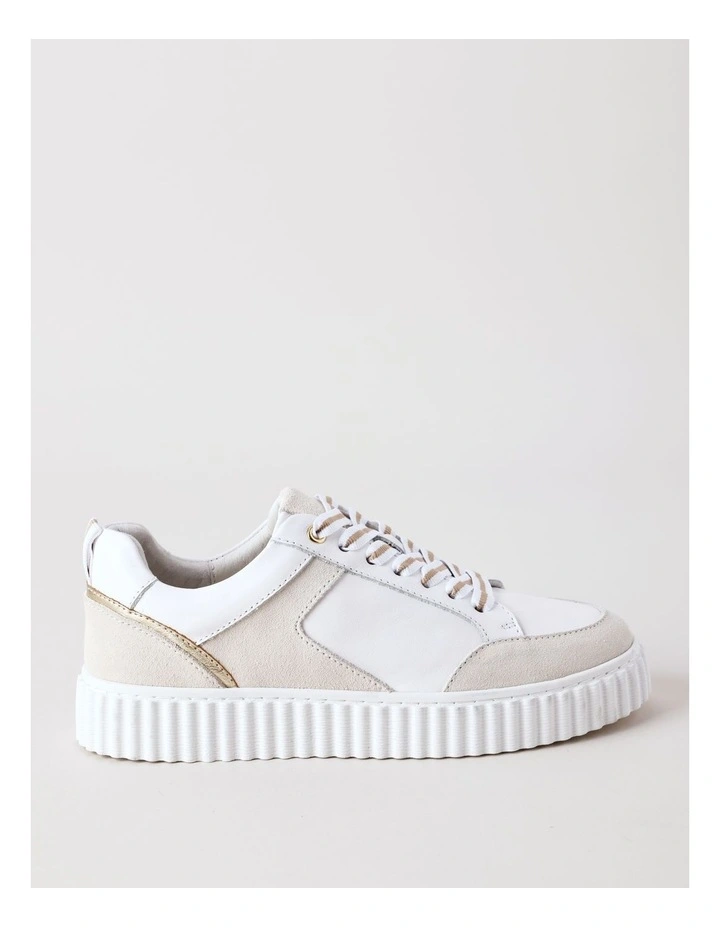 Jerry Sneaker in White/Taupe Leather image 1