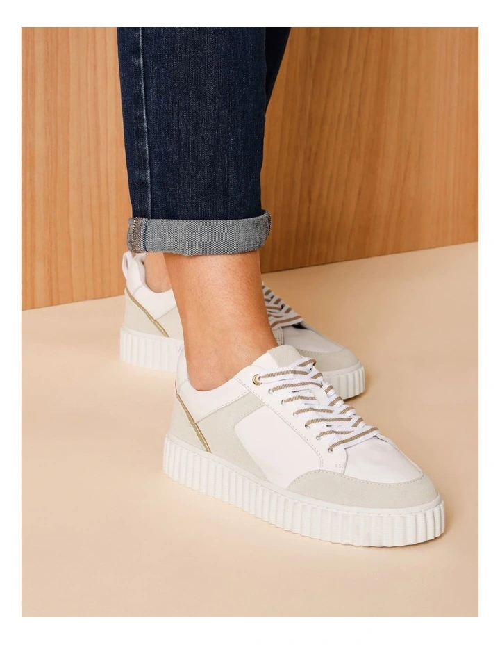 Jerry Sneaker in White/Taupe Leather image 2