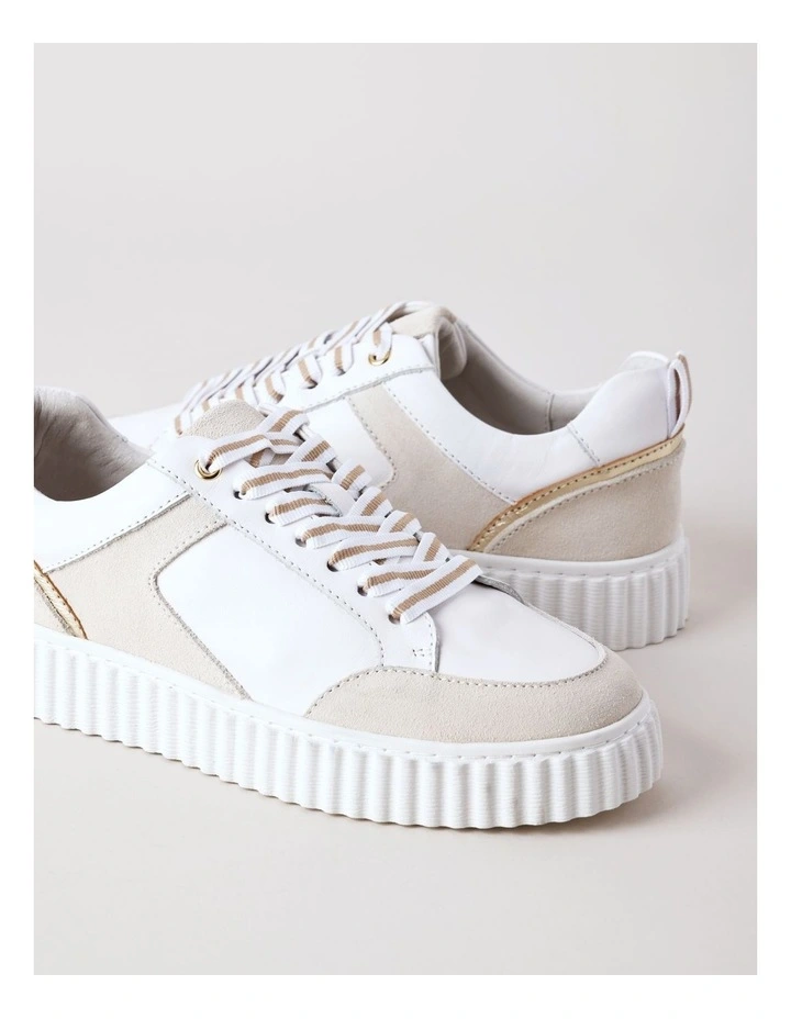 Jerry Sneaker in White/Taupe Leather image 3