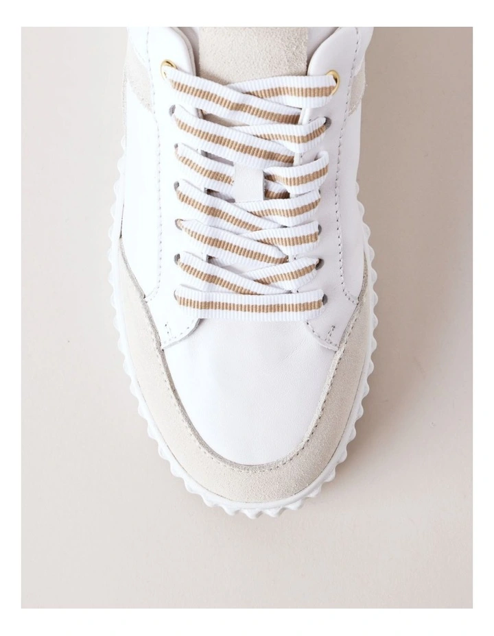 Jerry Sneaker in White/Taupe Leather image 4