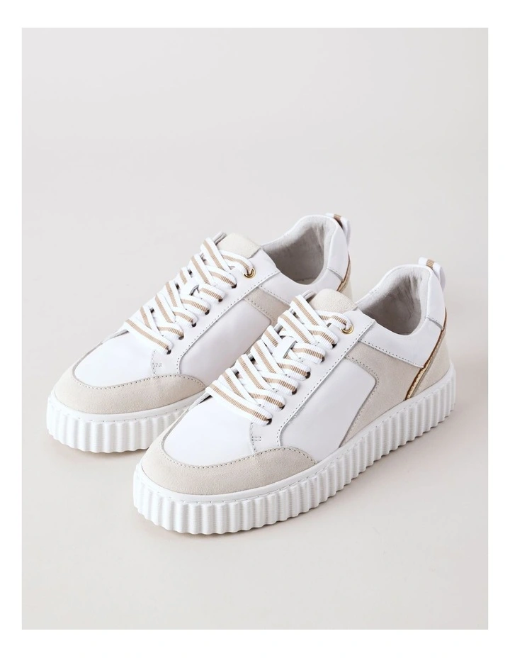Jerry Sneaker in White/Taupe Leather image 5