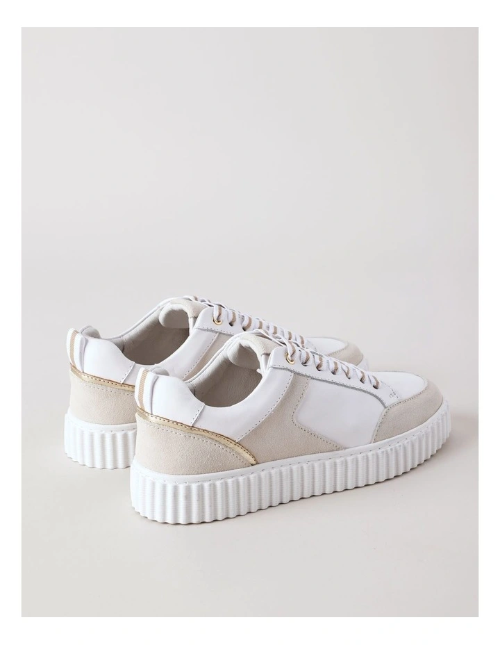 Jerry Sneaker in White/Taupe Leather image 6