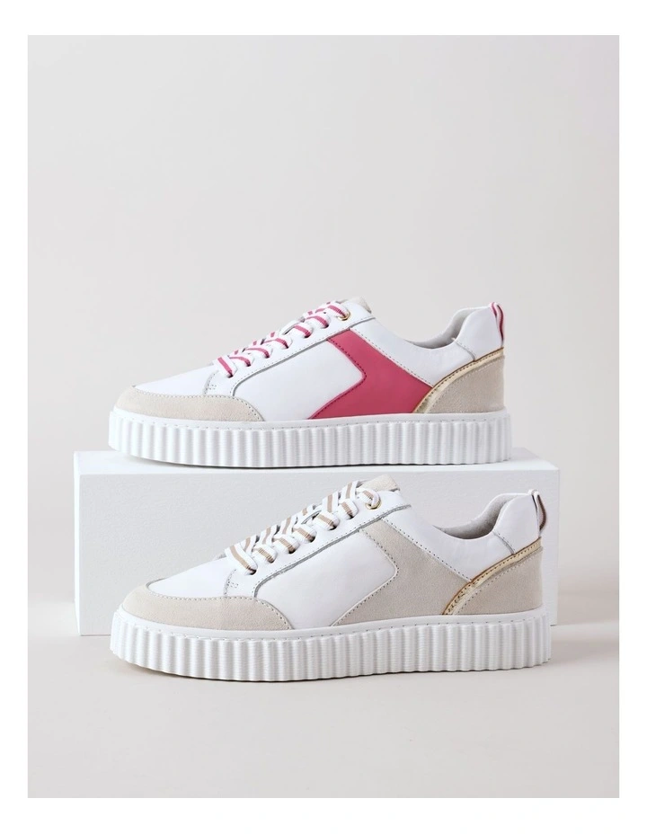 Jerry Sneaker in White/Taupe Leather image 7