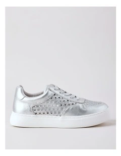 Olivia Sneaker in Silver Leather