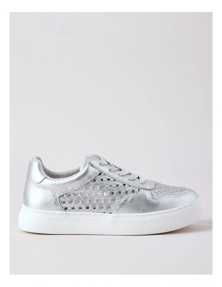 Olivia Sneaker in Silver Leather image 1