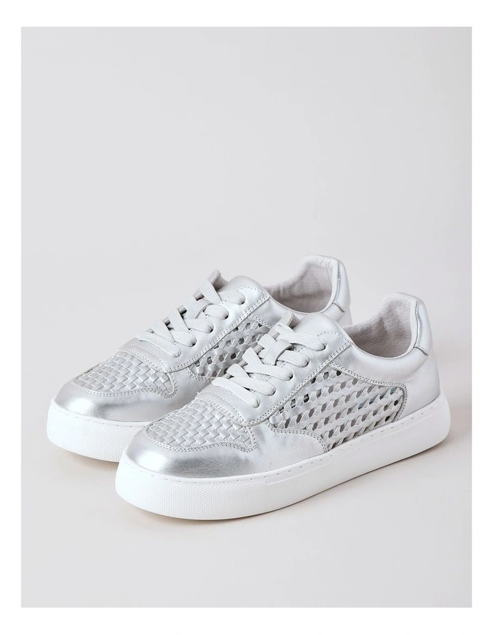 Olivia Sneaker in Silver Leather image 2