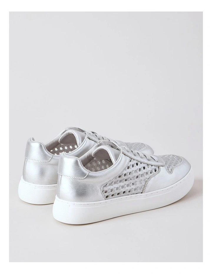 Olivia Sneaker in Silver Leather image 3