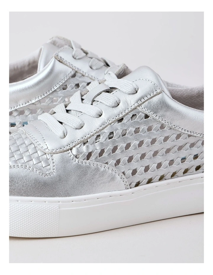 Olivia Sneaker in Silver Leather image 4