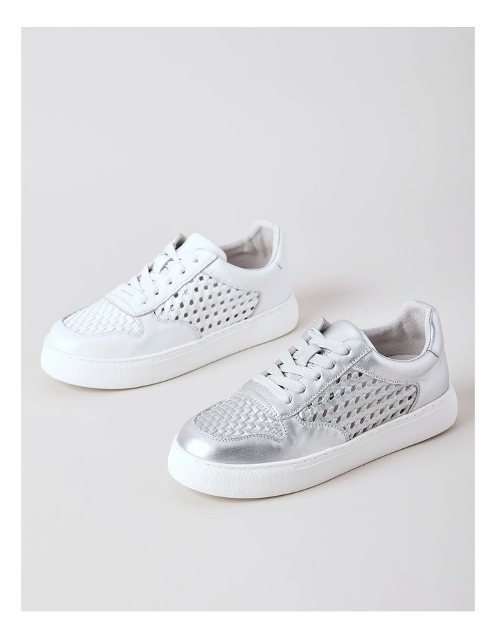Olivia Sneaker in Silver Leather image 6