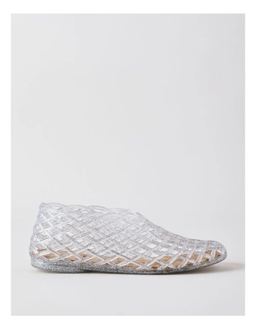 Shimmer Flat Shoes in Clear/Silver Jelly