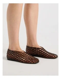 Shimmer Flat Shoes in Chocolate Jelly