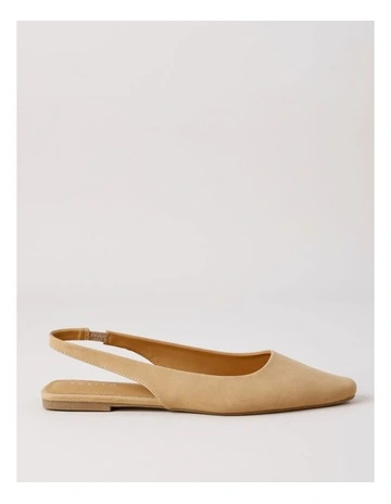Sally Flat Shoe in Camel Microsuede