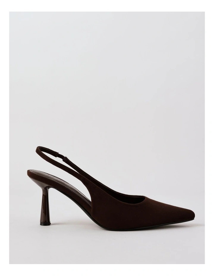 Belle Heeled Shoe in Chocolate Microsuede image 1